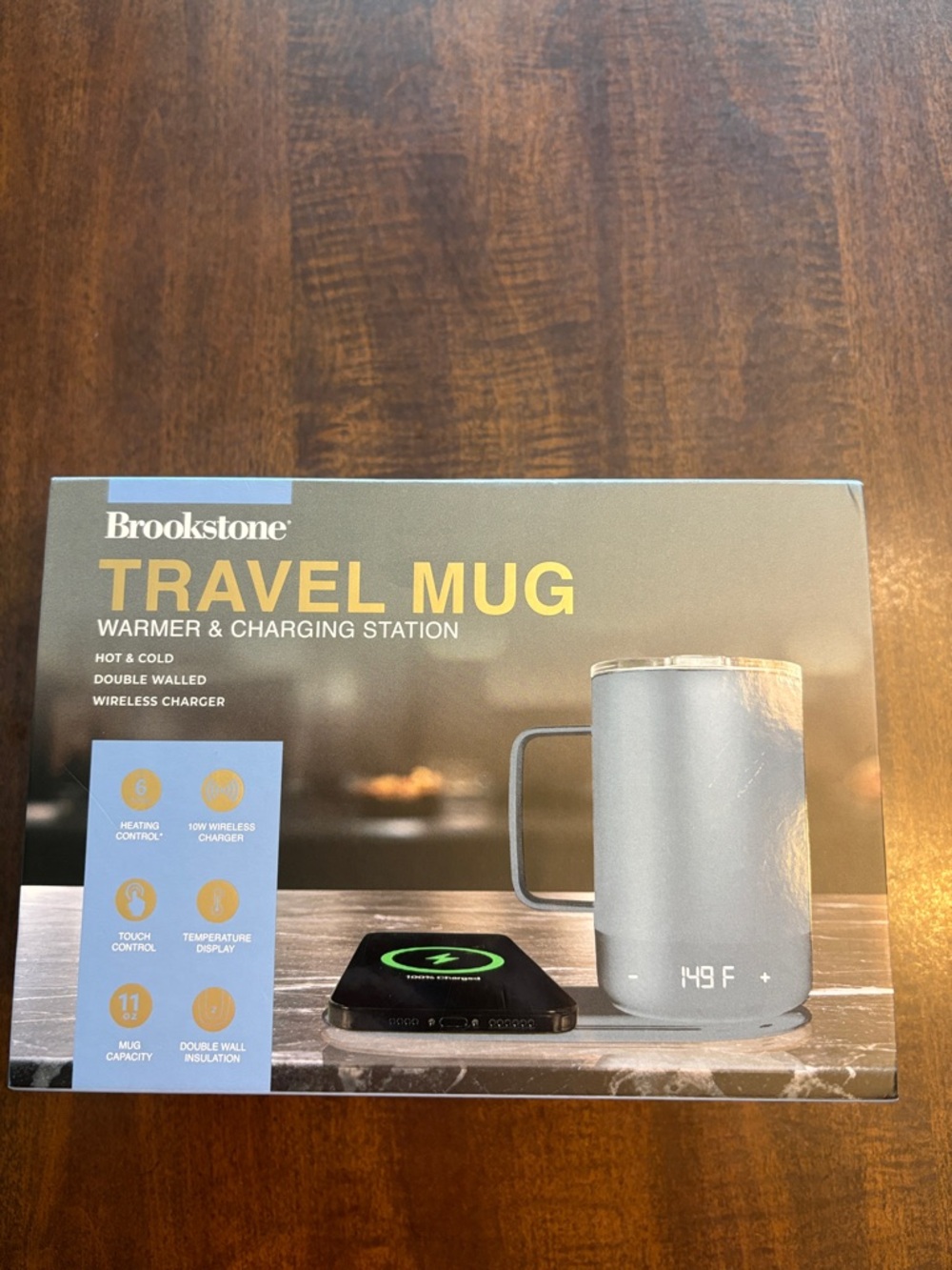 Brookstone Travel Mug Warmer & Charging Station - Light Gray